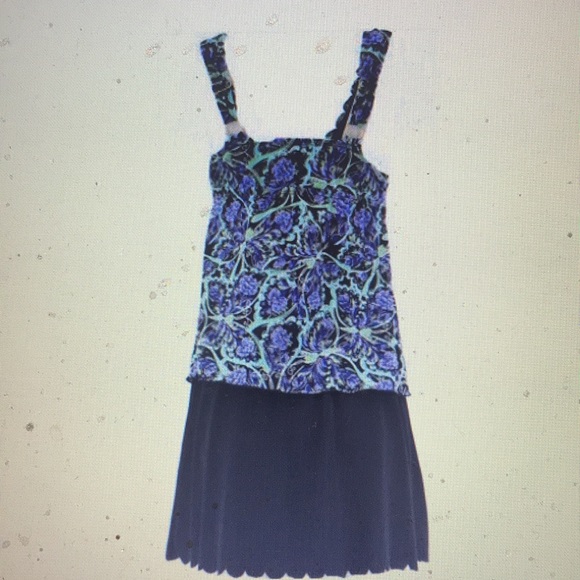 New $98 Fit 4 U Scallop V-Neck Tankini with Skirt - Picture 2 of 5